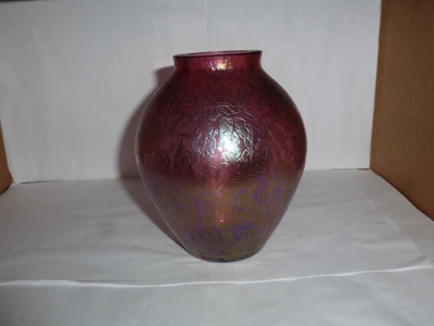 £15 • Buy Royal Brierley Studio Signed Pink Iridescent Glass Vase By Michael Harris