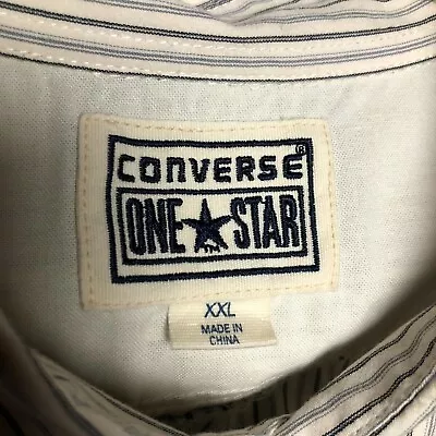 Converse One Star Men's XXL Long Sleeve Casual Button Down Shirt Blue Stipes 2XL • $15.90