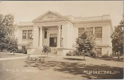 RPPC Medford OR Carnegie Public Library Oregon C1910-1920s Photo Postcard N248 • $9.59