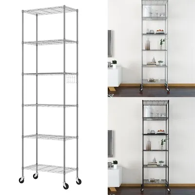 5/6 Tier Metal Storage Rack Shelving Kitchen Office Garage Bathroom Wire Shelf • £42.99