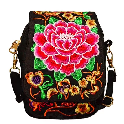 Vintage Style Lotus Embroidered Boho Shoulder Bag • $19.99