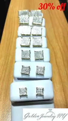 Solid Man 10K Yellow Gold Micro-Pave Earrings Genuine Diamond (TCW) 0.10 - 1.00 • $115