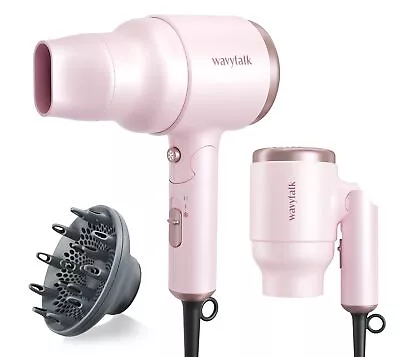 Hair Dryer With Diffuser Mini Blow Dryer With Folding Handle 1600W Quiet Ligh... • $36.76