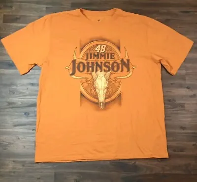 Jimmie Johnson #48 Nascar Orange Country Skull Style Graphic Tee Size 2XL NWT • $19.99