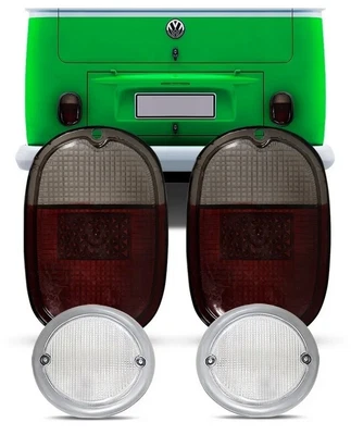 $36 • Buy PAIR SMOKED Tail Light + TURN SIGNAL LENS 1962-71 Vw Bus 