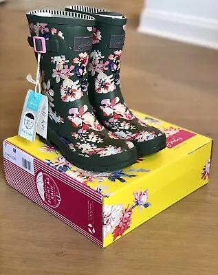 Joules Mid Height Wellies KHKFLOR Flowers Size 7 New With Box • $44.95