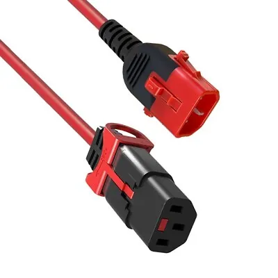 1m IEC 320 Dual Locking Power Cable C13 To C14 17AWG 1mm RED • £11.48