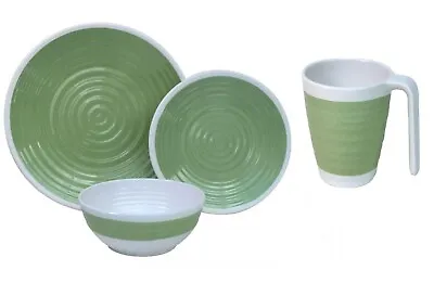 12/16 Pc Melamine Dinner Set BBQ Camping Tableware Dining Plates Bowls Mugs Lime • £20.95