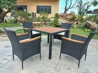 £249.99 • Buy Outdoor Garden Rattan Furniture Cube Dining Set Rectangular Table 4 Chairs Patio
