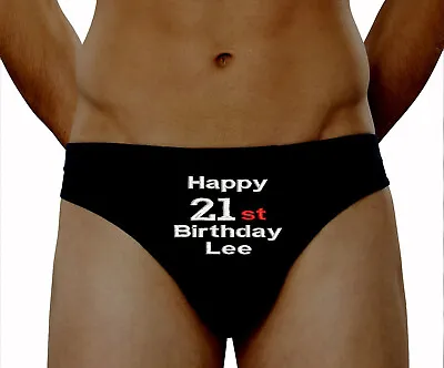 Personalised Pants Mens Briefs Happy 21st Birthday Underwear Gifts Presents Him • £10.88