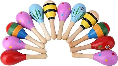 Sansheng 12 PCS Mini Wood Festival Maracas Toys Wooden Maracas Festival Paintin • $19