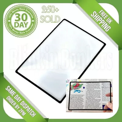 Wide Large Magnifying Sheet Fresnel Lens Magnifier Small Print Reading Glass • £3.39