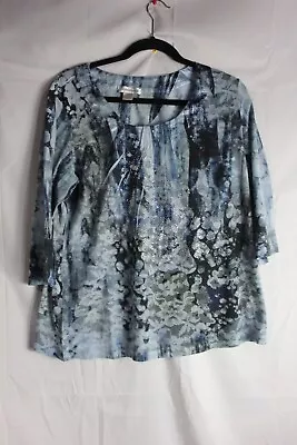 Christopher & Banks B.L.E.U. 3/4 Sleeve Sequin Embellished Top Size XL • $14.99