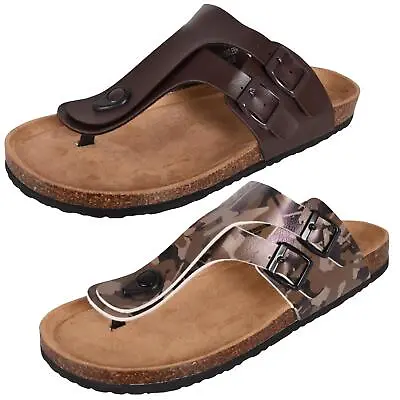 Mens Thong Sandals Brave Soul Toe Post Cork Style Flip Flops Flat Casual Shoes • £14.99