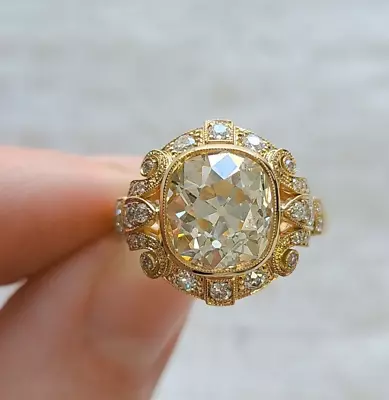 Old Mine Cushion Cut Moissanite Engagement Ring Vintage Women Wedding Cluster • $115