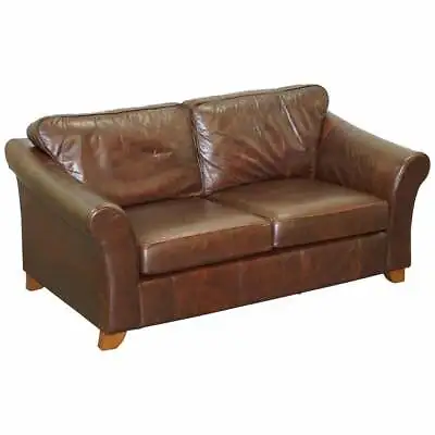 Marks & Spnecers Rrp £1999 Abbey Brown Leather Sofa Part Of Suite With Armchairs • £950