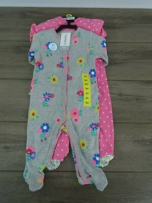 New Carters Girls One Piece Footed Pajamas Set Of 2 Flowers-Polka Dot 6 Month • $9.99