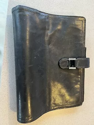 Vintage Franklin Quest Covey Black Leather Planner Binder Personal Size 1  Rings • $30