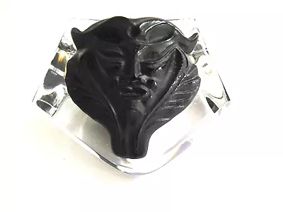 Lalique Crystal Paperweight With Black Satyr Mask • £185