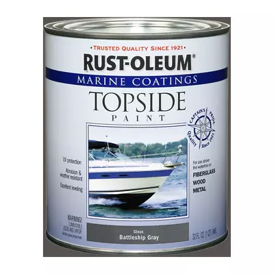 Rust-Oleum Gloss Battleship Gray Marine Coatings Topside Gloss Boat Paint Quart • $37.62