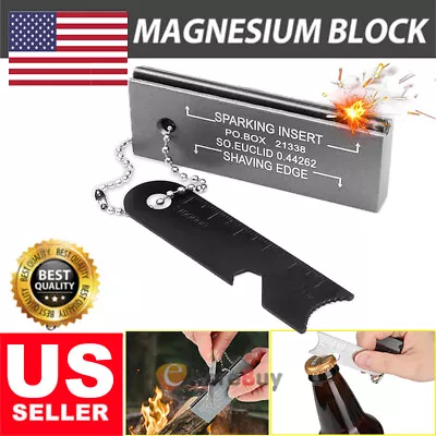 Magnesium Block & Flint Military Fire Starter Striker Army Survival Camping HOT • $8.95