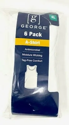 NEW! George Tag Free Comfort A-Shirt Men's X-Large WHITE 6-Pack • $14.95