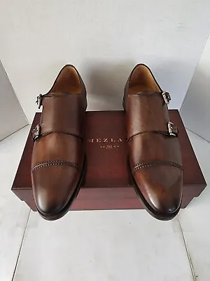 MEZLAN Men's Acosta Brown Leather Double Monk Strap CapToe Shoes Size 10.5M • $240