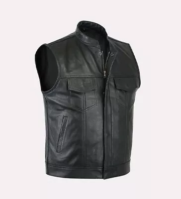 Leather Biker S Vest Men - Vest For Men - Hand Made Leather Vest • $100.80