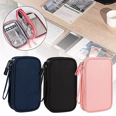 Portable USB Charger Earphone Cable Tidy Organizer Storage Bag Travel Case Pouch • £4.69