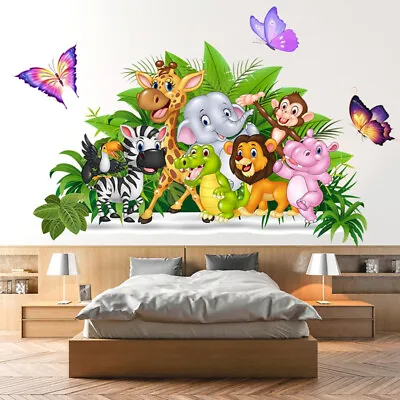 £5.99 • Buy Jungle Animals Wall Stickers Large Forest Animals Wall Decals Kids Nursery Decor