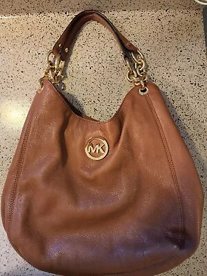 Michael Kors Fulton Chain Brown Leather Shoulder Bag • $120