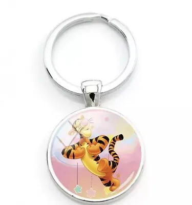 £3.49 • Buy Disney Tigger Woohoohoo Round Silver Metal Keyring Gift, Cute, Pink