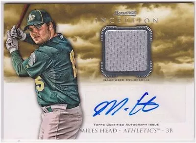 MILES HEAD 2013 BOWMAN INCEPTION GAME USED JERSEY AUTO * OAKLAND A's • $3.99