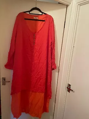 Anself Orange Lagenlook Summer Dress Kaftan 2XL New • £0.99