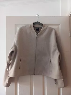 Zara Beige Cropped Bomber Jacket XL Worn Once • £14.50