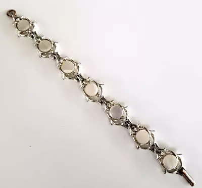 Vintage Mother Of Pearl MOP Disc Gold Tone Panel Link Bracelet 7.25  • $8.70