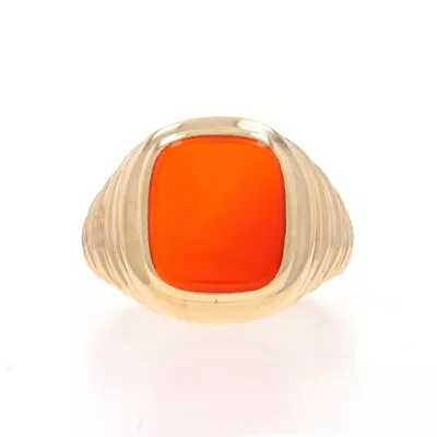 Yellow Gold Carnelian Men's Ring - 14k Solitaire • $1439.99