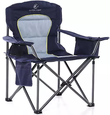 Oversized Camping Folding Chair Heavy Duty Lawn Chair With Cooler Bag Support 45 • $92.88