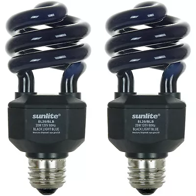 2 Pack Sunlite SL220 BLB Spiral CFL Light Bulb Medium Base Blacklight • $36.99