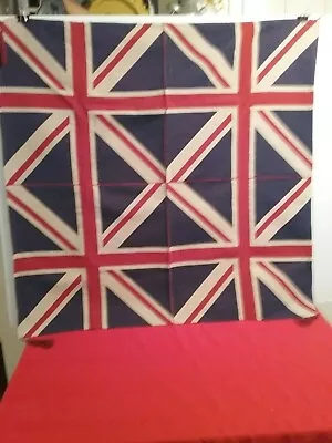 Vintage Union Jack 36  Square Throw Red Tassels Woven Blanket Cotton British  • £19