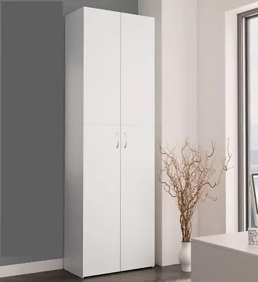 Tall Kitchen Larder Cupboard Storage Pantry White Freestanding Utility Cabinet • £175.39