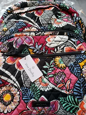 NWT Vera Bradley Essential LARGE Backpack Laptop Bag In Kauai Floral Cotton • $63