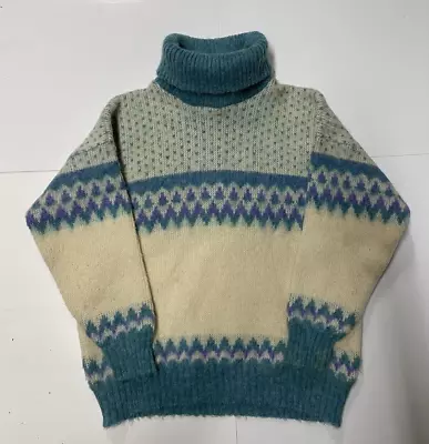 Vintage Ice Knit Wool Sweater Womens Large Iceland High Neck Pullover • $19.95