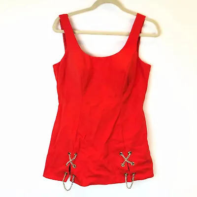 Vintage Cole Of California Swimsuit Womens M/L Orange Chain Detail *FLAWED* • $64