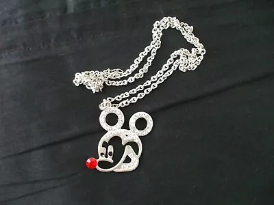 M25    Costume Jewellery Minnie Mouse Necklace Diamanté Silver Tone VGC • £3.50