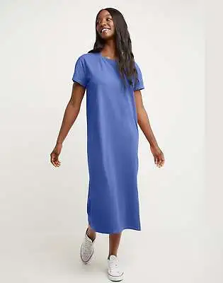 Hanes Midi Dress ComfortWash Garment Washed Short Sleeve Crewneck Relaxed Womens • $19.26