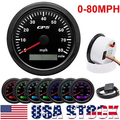 $52.07 • Buy 85mm GPS Speedometer 0-80MPH Gauge For Car Truck Motorcycle Marine Boat US STOCK