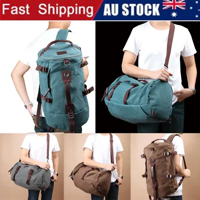 $10.99 • Buy Large Canvas Sport Backpack Travel Rucksack Duffel Shoulder Hiking Camping Bag