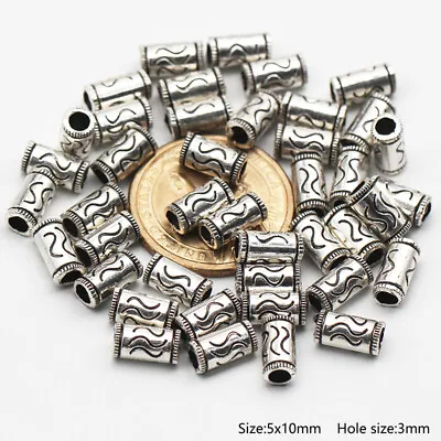 50pcs Tibetan Silver Metal Alloy Charms Loose Spacer Beads Jewelry Making DIY • $4.79