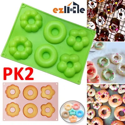 $15.15 • Buy 2pcs Silicone Donut Mold Muffin Tray Chocolate Cake Cookie Doughnut Baking Mould